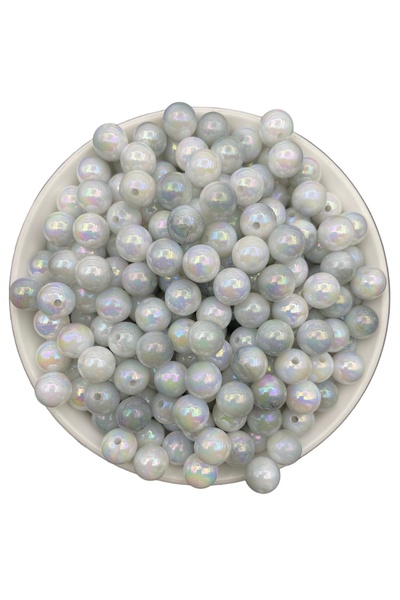 Hedef Bijuteri 100 جرام 10 ملم خرز لؤلؤ الباستيل الرمادي - أمبري بيرليسسينت و...