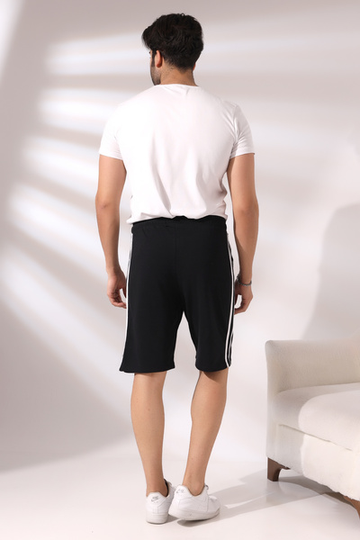 Endies Ανδρικό σορτς διπλό ριγέ 19630 ΜΑΥΡΟ