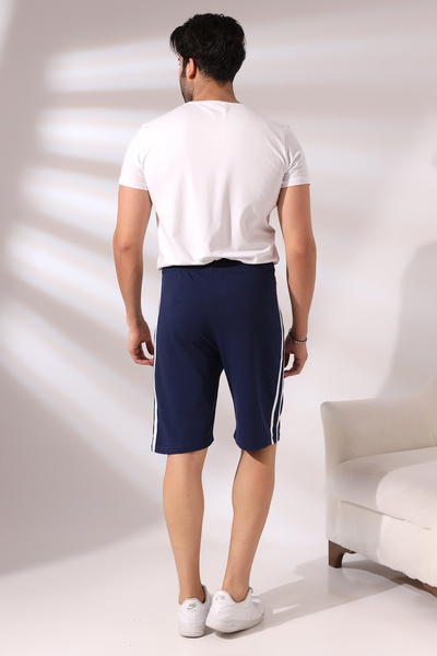 Endies Ανδρικό σορτς διπλό ριγέ 19630 ΣΚΟΥΡΟ ΜΠΛΕ