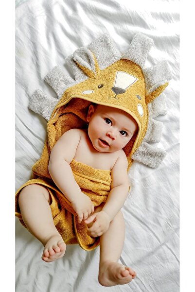 Cigit منشفة أطفال على شكل أسد مقاس 75x75 سم أصفر خردل