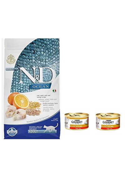 N&D Nd Ocean Morina Balıklı Portakallı Yetişkin Kedi Maması 1,5 kg + 2 Adet G...