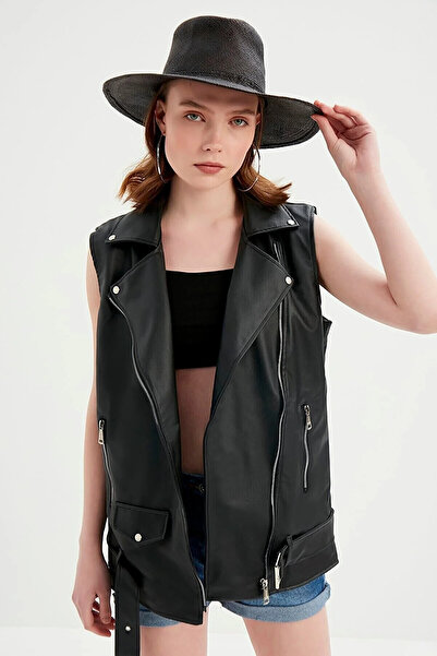 MEYASU سترة جلدية لراكبي الدراجات النارية - مبطنة باللون الأسود، وحزام كبير ا...