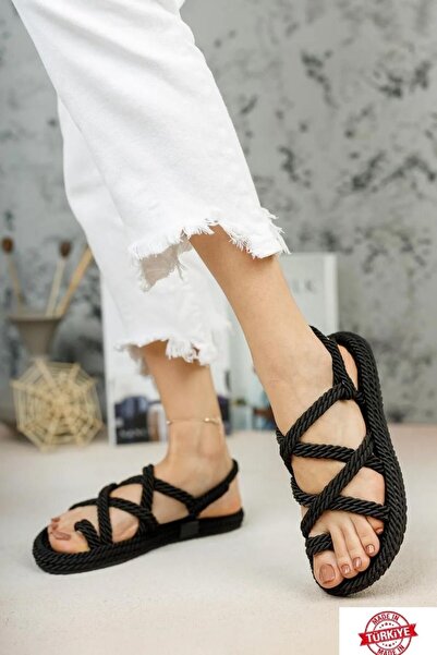 rasputin Σανδάλια Σχοινί Μαύρα