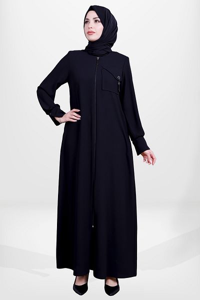 Beyza 3924 Hijab Black Ferace - Λεπτομέρεια με μανσέτα