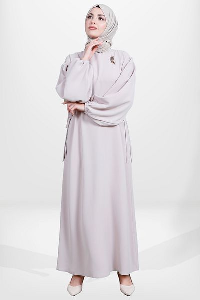 Beyza 5659 Μοντέλο Μπεζ Φόρεμα Hijab Tulip