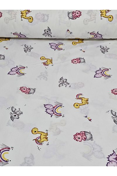 Wella Home Beybinest - 100% Organic Cotton Poplin Akfil, Cute Dinosaurs, 240 Cm Width