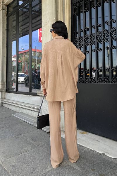 Ortaya Çık Bézs mintás alsó és felső jacquard vászonszövet készlet