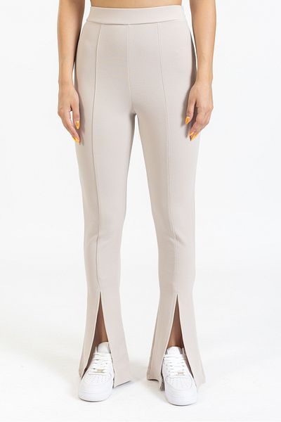 macharelbasic pantaloni evazați cu cremă de damă cu talie înaltă