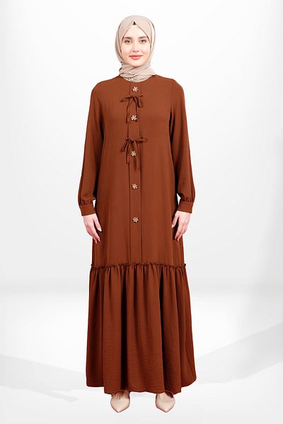 Beyza Πικρό Καφέ Φόρεμα Hijab - Μοντέλο 5656