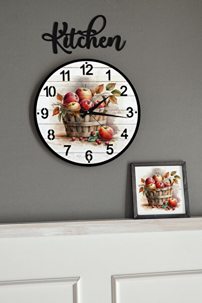 Wooden Factory Watercolor Series, Suluboya Serisi Duvar Saati, Tablo Kitchen ...