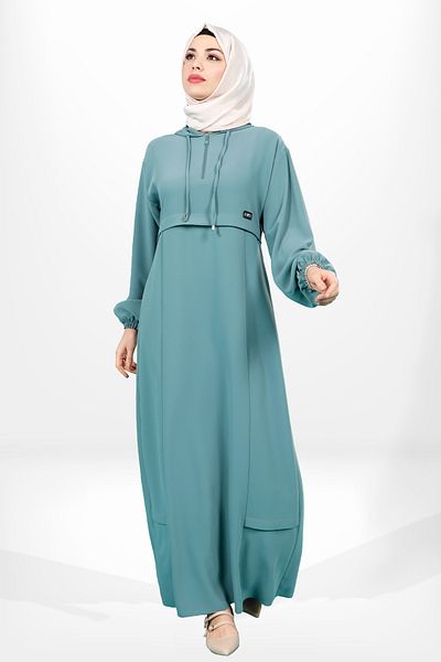 Beyza 5621 Μοντέλο Hijab Mint Hooded Φόρεμα