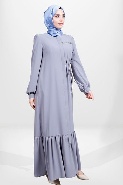 Beyza Hijab Gray Ferace - 3877 Model