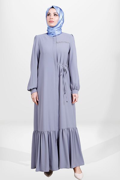 Beyza Hijab Gray Ferace - 3877 Model