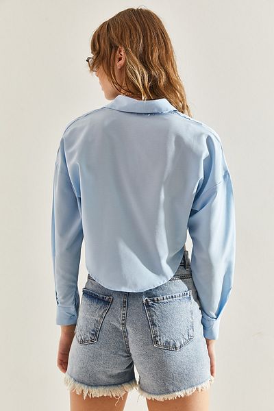 Bianco Lucci Women's Oversize Crop Shirt60251088