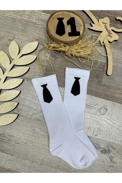 Feriatolye Boss Patterned Knee Socks with Tie Figure for Baby Boy