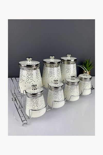 ACAR 7-Piece Luxury Porcelain Spice Set - Fluer Silver