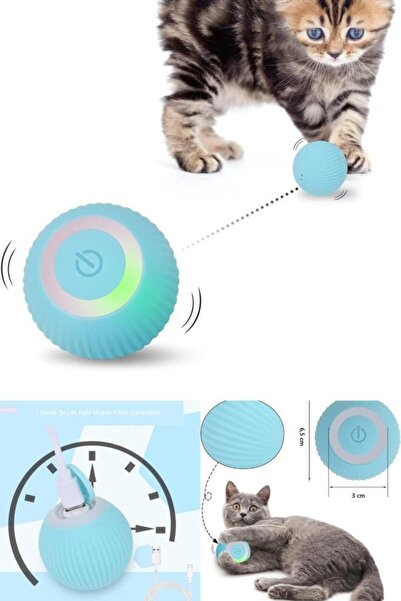 TUTYAKALA Akıllı İnteraktif Evcil Hayvan Oyuncağı Otomatik Yuvarlanan Kedi Oy...