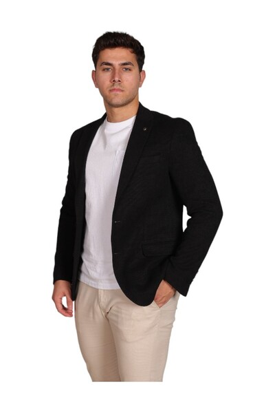 Luisero Ανδρικό αθλητικό σακάκι σακάκι με υφή Vad Black Honeycomb