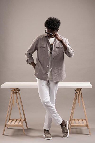 Paul Martin Регулярний крій, з кишенями на рукавах, без підкладки, з гофрованої тканини, літня сорочка