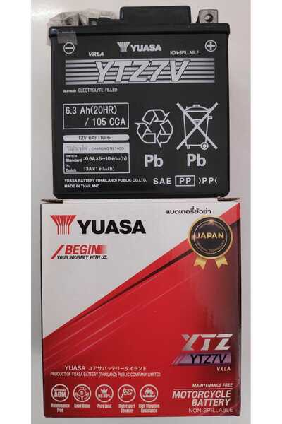 motostart Yuasa YTZ7V 12 V 6.3 Amper 105 CCA Fabrikasyon Kurulum Motosiklet Akü