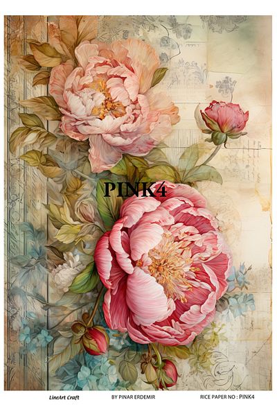 LİNEART LA-PINK4 - LineArt Brass Decopage Paper