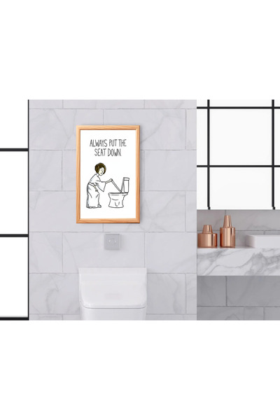 TRENDPOSTER Tablou modern cu ramă naturală din lemn pentru casă și baie (SE E...