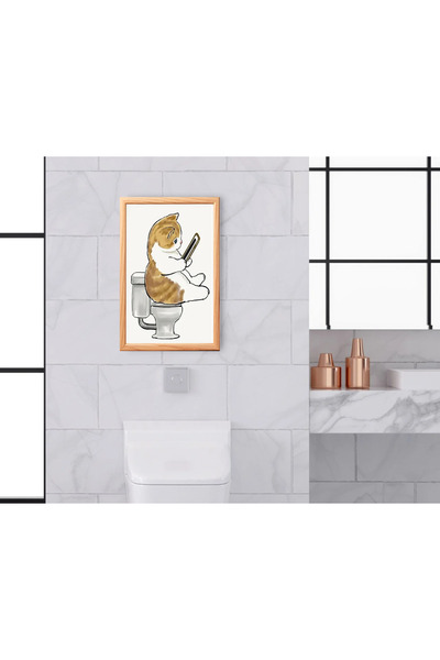 TRENDPOSTER Tablou modern cu ramă naturală din lemn pentru casă și baie (SE E...