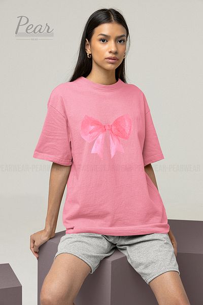 Pear Wear Μπλουζάκι με κορδέλα Unisex με στάμπα με φιόγκο Oversize T-shirt