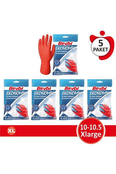 Beybi Economical Cleaning and Dish Gloves XL Size 10-10,5 - 5 Pairs