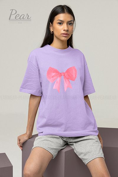 Pear Wear Μπλουζάκι με κορδέλα Unisex με στάμπα με φιόγκο Oversize T-shirt