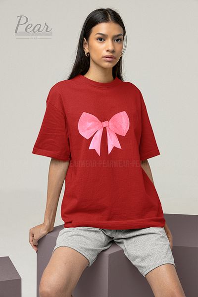 Pear Wear Μπλουζάκι με κορδέλα Unisex με στάμπα με φιόγκο Oversize T-shirt