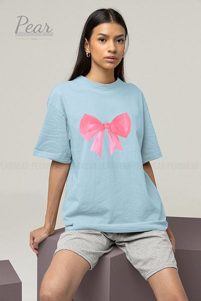 Pear Wear Μπλουζάκι με κορδέλα Unisex με στάμπα με φιόγκο Oversize T-shirt