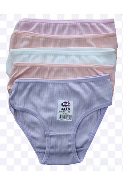 Uğur bebe KOTA Girl's Ribbed natural cotton Assortment 5 pieces slip panties