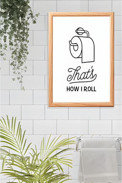 TRENDPOSTER Tablou modern cu ramă naturală din lemn pentru casă și baie (SE E...