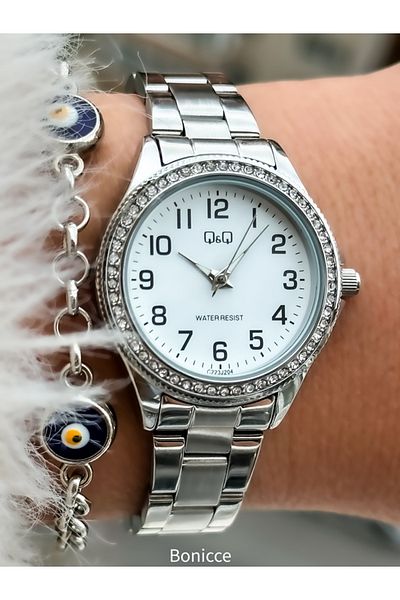 Q&Q Small Case with Yellow Jewelled Steel Cord - Women's Wristwatch and Bracelet, Mother's Day Gift