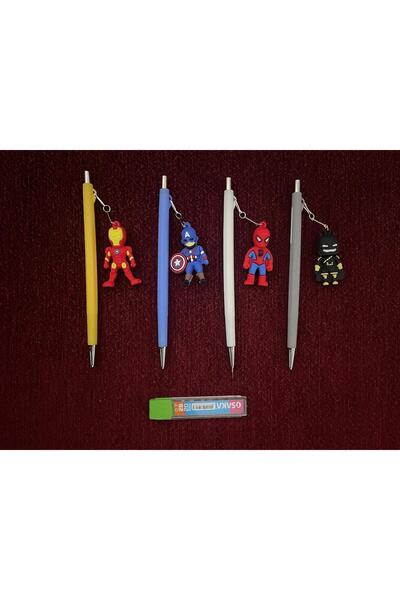 Esmay 4 قطع (مارفل) قلم بأطراف شخصيات الأبطال الخارقين 1 قطعة 0.7 أطراف