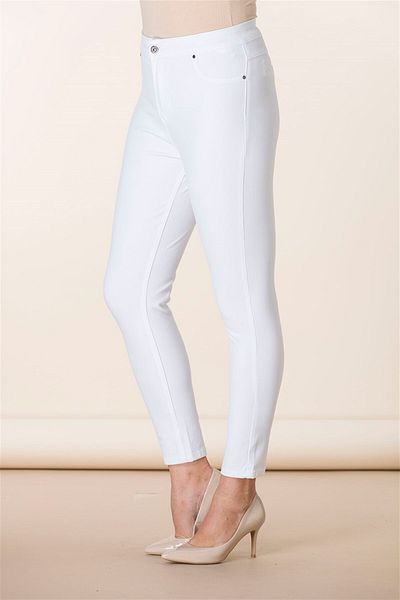 RMG Pocket Detailed Plus Size Cotton Trousers White