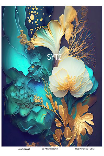 LİNEART Brass Patterned LineArt Decopage Paper - LA-SYT2