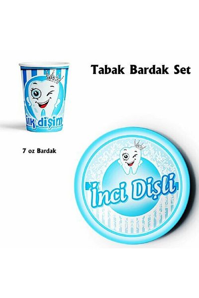 turkuaz parti BLUE FIRST TEAM CARDON PLATE AND CUP SET