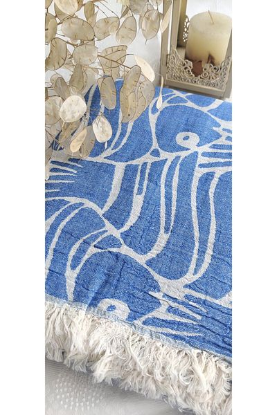 A.Z.H. PĂSTĂ DE BUMBAC ORGANIC CU MODEL DE PEȘTE 185X230CM (OEKO-TEX ®   CERTIFICAT STANDARD 100)