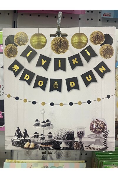 Ege Pastacılık Happy birthday banner black gold