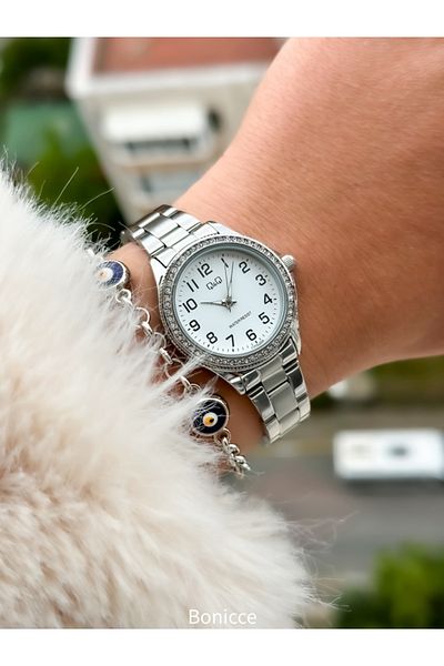 Q&Q Small Case with Yellow Jewelled Steel Cord - Women's Wristwatch and Bracelet, Mother's Day Gift