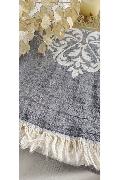 A.Z.H. جاكار باروكي منقوش مزدوج من القطن العضوي PİKE 185X230CM (OEKO-TEX)® معيار 100 معتمد)