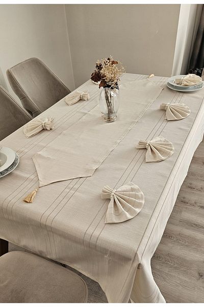 ZESA HOME Линия Детайлирана покривка Капучино 8 лица 18 части - Маса 160X180 160X350