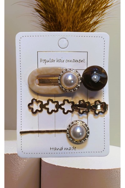 MONİCATİME Κομψό σετ πόρπης 3 τεμαχίων με κλιπ και πέτρα (μεταλλική θήκη μακρ...