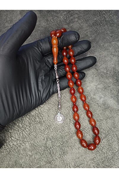 Mos Tespih Old Moire Clamping Amber Prayer Beads