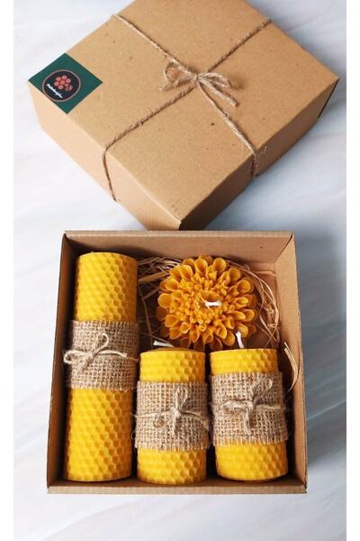 Petekoğlu Bal Mumu Mum Dekoratif Doğal Petek Balmumu Mum Büyük Çiçekli Seti J...