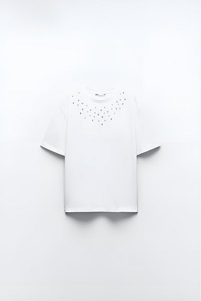 Pulli Collection 100% Thin Cotton Stone Detailed T-Shirt