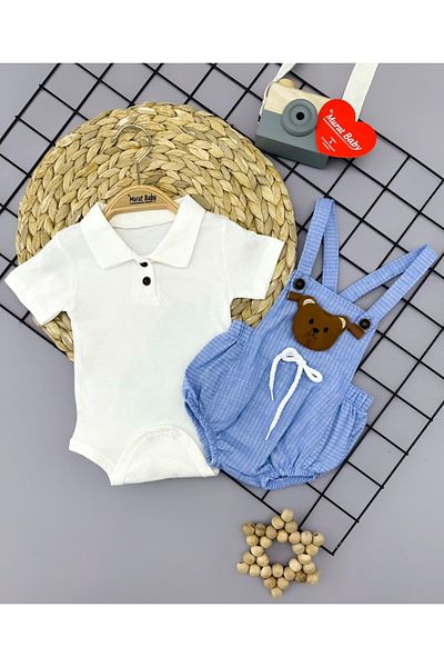 babyshop Baby Boy 6-24 Months Short Sleeve Shorts Salopet with Moon