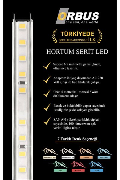 ORBUS Green Hose LED Strip 8w 800 Lumen 220 Volt Plug - 5 Meters